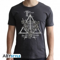 T-shirt Reliques de la mort - HARRY POTTER - Homme gris foncé et blanc