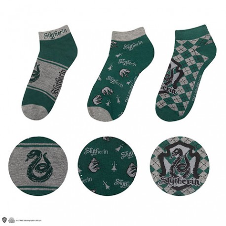 Lot de 3 paires de chaussettes courtes Serpentard - Harry Potter